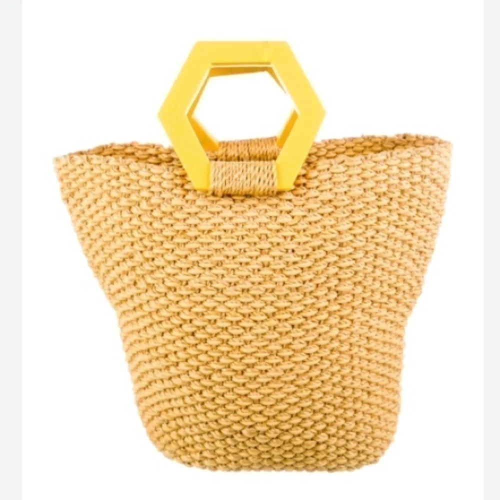 Kayu Raffia Geometric Handle Bag NWT - Picture 2 of 6